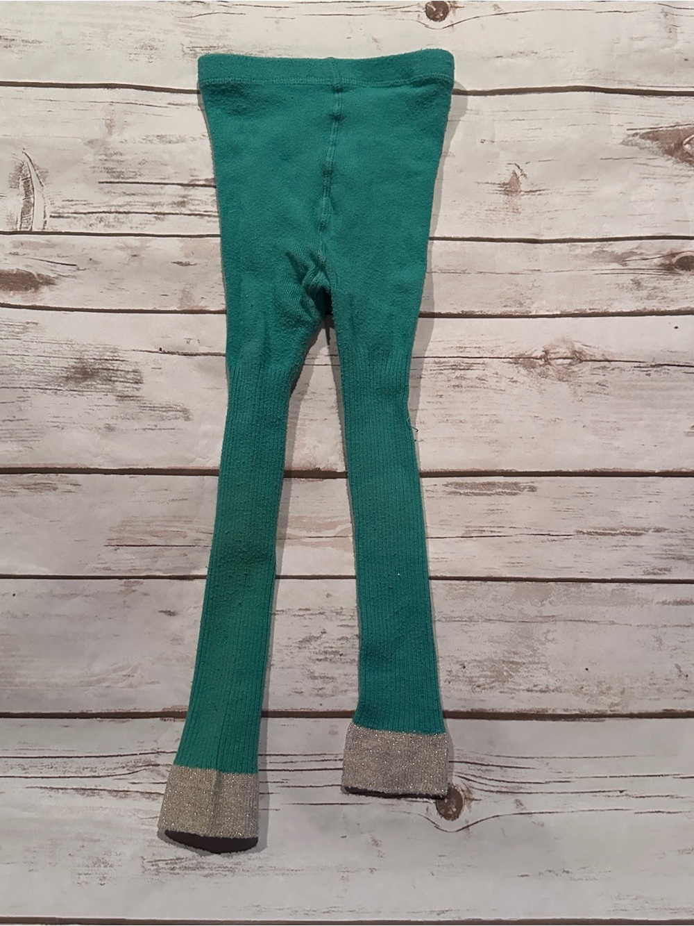 Mini Boden green ribbed footless tights fair pilling size 3-4Y